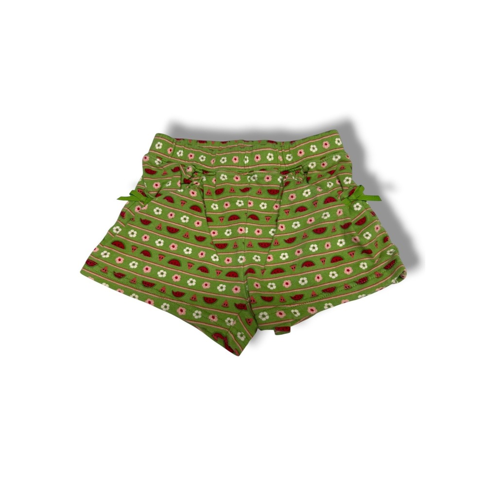 Gymboree Girls Green Watermelon Floral Stripe Cotton Knit Pull On Shorts 4T